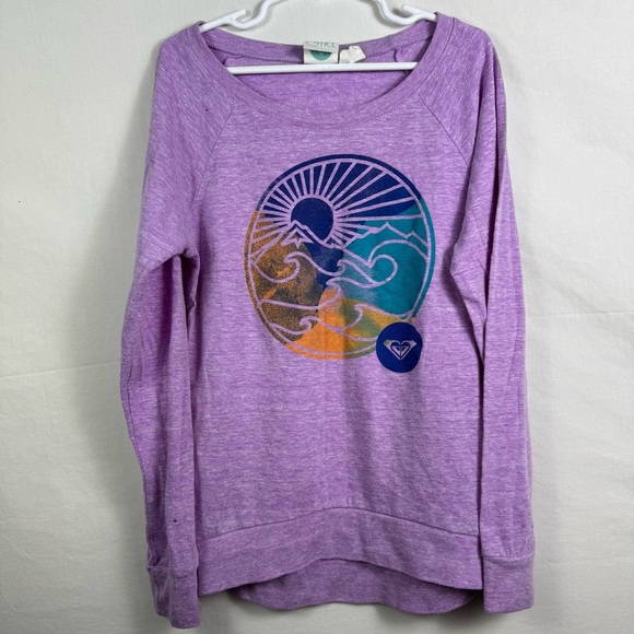 Roxy Purple Graphic Girls Top Long Sleeve Size M - Picture 1 of 6
